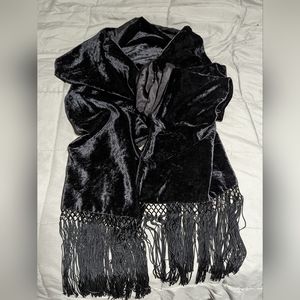 Velvet shawl with beaded tassel